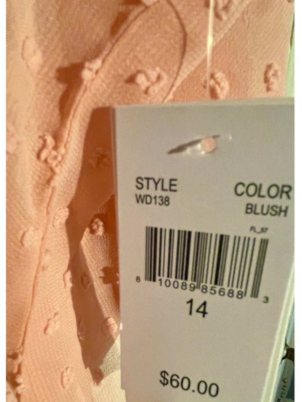 Blush Pink Smocked Waist Dress Size 14 NWT Flowy Boho - Picture 3 of 4